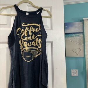 Fitness Tee Co Navy Tank with Gold Print
